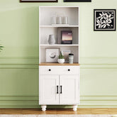 Bellemave® Farmhouse Storage Cabinet with 4 Solid Wood Gourd - Shaped Legs, Adjustable Shelves and Drawer - Bellemave